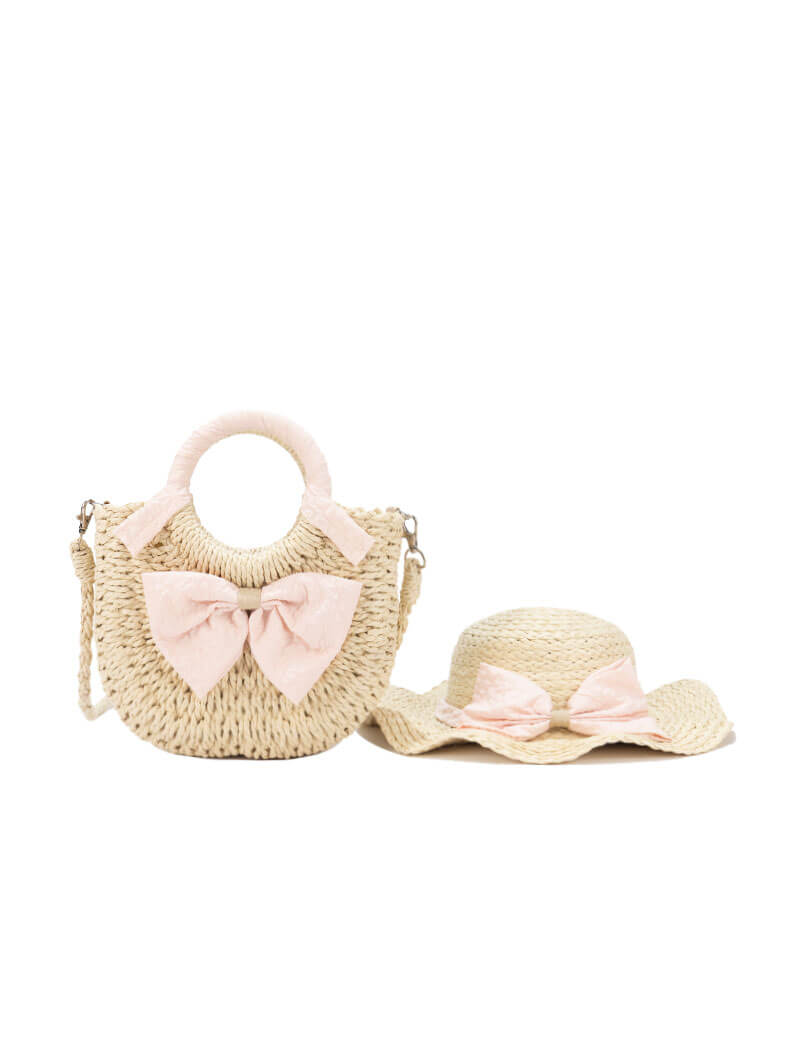 Ensemble sac et chapeau en paille